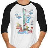 Wind Sailing Watercolor - 3/4 Sleeve Raglan T-Shirt
