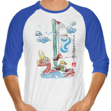 Wind Sailing Watercolor - 3/4 Sleeve Raglan T-Shirt