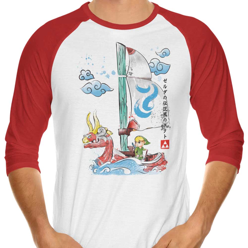Wind Sailing Watercolor - 3/4 Sleeve Raglan T-Shirt