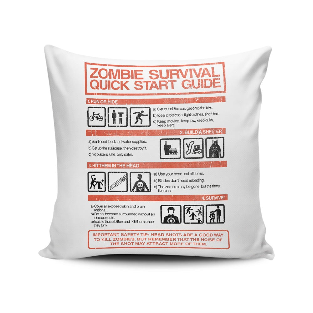 Zombie Survival Quick Start Guide (Alt) - Throw Pillow